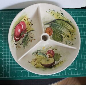 Mancioli Italy Hand Painted Vegetable Divided Serving Bowl Chip Dip K.404/L.58